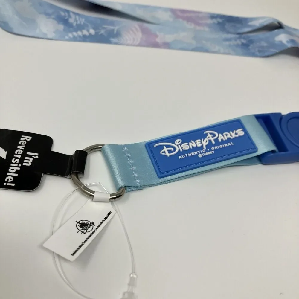 Disney Parks Lanyard Frozen 2 Elsa Anna Olaf Reversible Blue Badge Holder